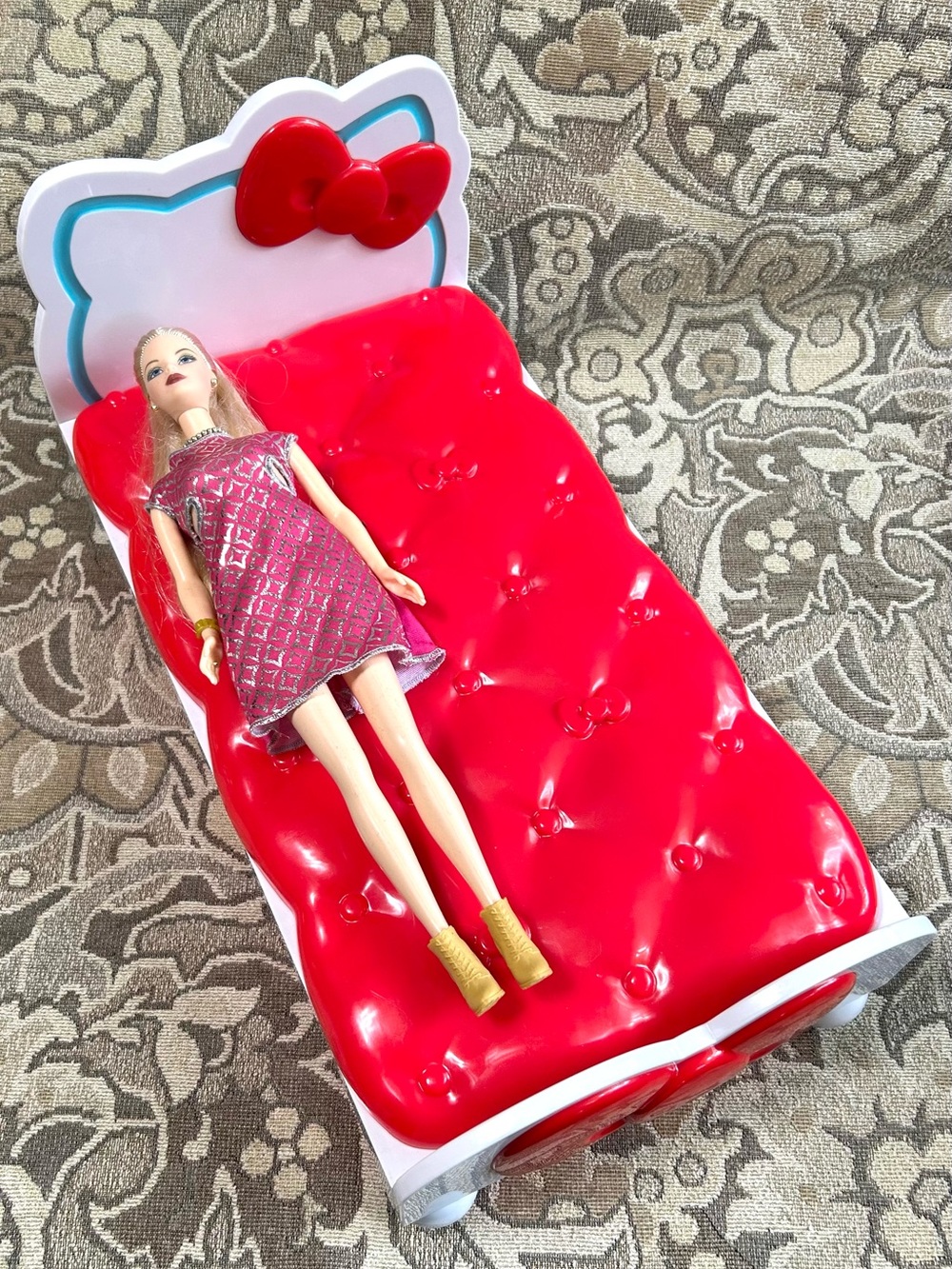 Hello Kitty Large Doll Bed 14”X8” Red Bow Barbie / Ken Bed?